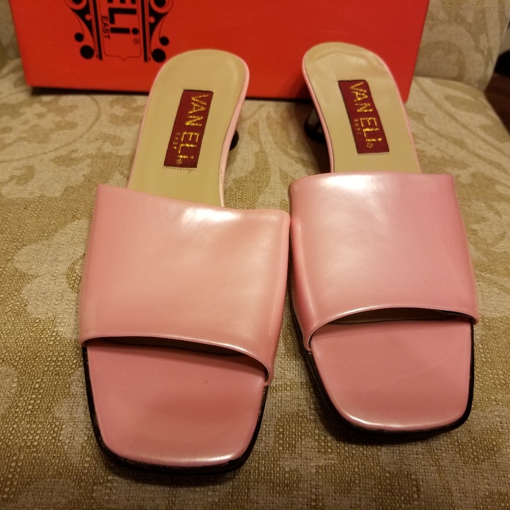 VANELI PATENT LEATHER PINK SLIDES SHOES 11M